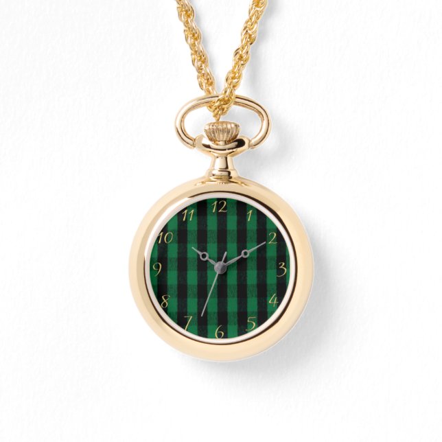 Flannel Buffalo Plaid Green lumberjack texture Watch (Front)
