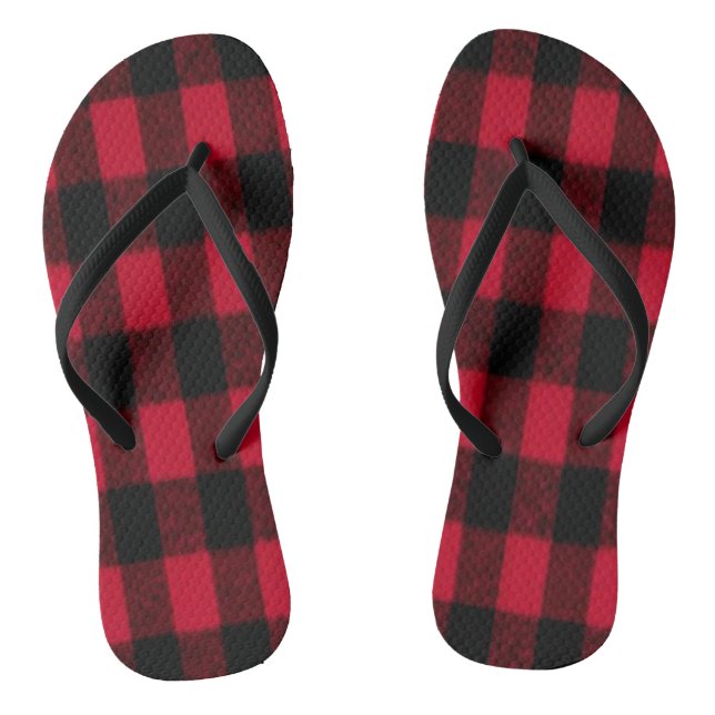 Flannel Buffalo Plaid Red lumberjack texture Jandals (Footbed)