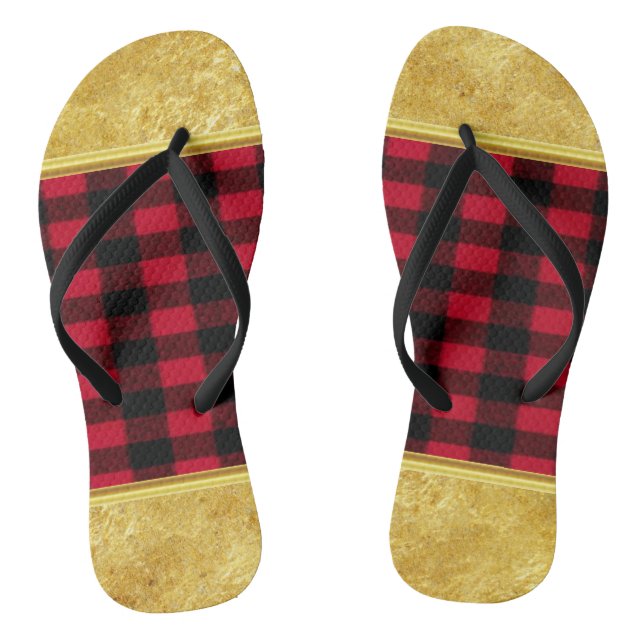 Flannel Buffalo Plaid Red lumberjack texture Jandals (Footbed)