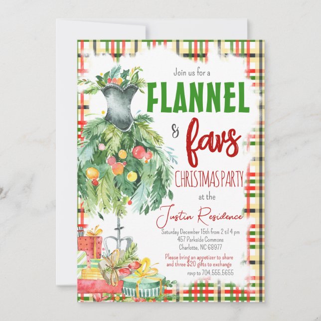 Flannel & Favourite Things Christmas invitation (Front)