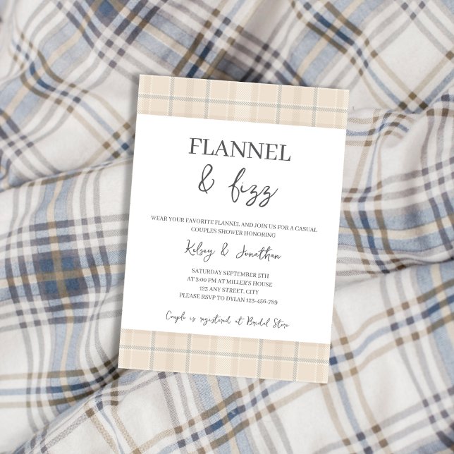 Flannel & Fizz Fall Rustic Casual Couples Shower Invitation (Flannel & Fizz Fall Rustic Casual Couples Shower Invitation)