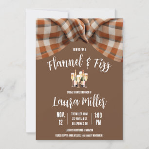 Flannel & Fizz, Plaid, Champagne Bridal Shower Invitation