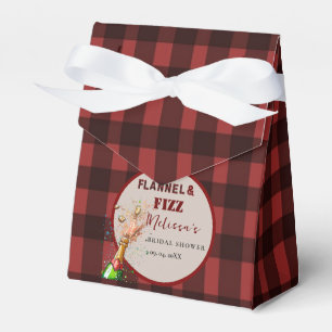 Flannel & fizz winter red & black bridal shower favour box