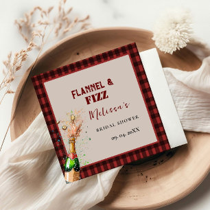 Flannel & fizz winter red &  black bridal shower napkin