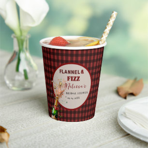Flannel & fizz winter red &  black bridal shower paper cups