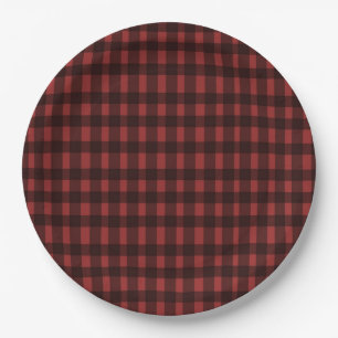 Flannel & fizz winter red &  black bridal shower paper plate