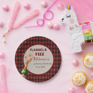 Flannel & fizz winter red & black bridal shower paper plate