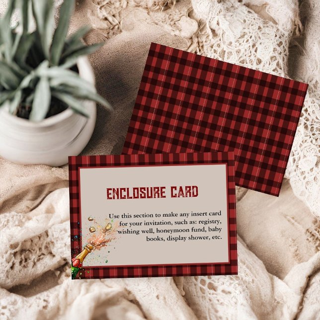 Flannel & fizz winter red black plaid Enclosure  Invitation (Creator Uploaded)
