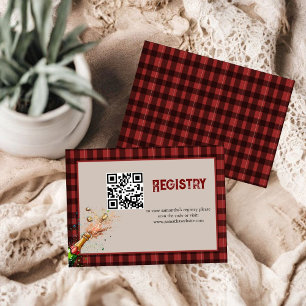 Flannel & fizz winter red & bridal shower registry enclosure card