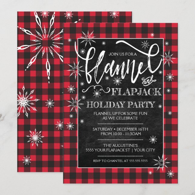 Flannel & Flapjack Holiday Party Invitation (Front/Back)