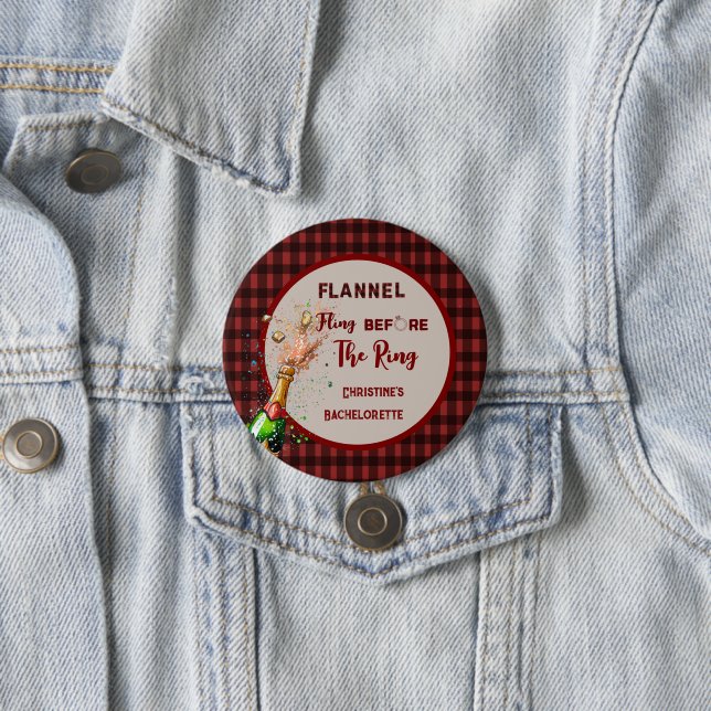 Flannel Fling before ring   red plaid bachelorette 7.5 Cm Round Badge (In Situ)
