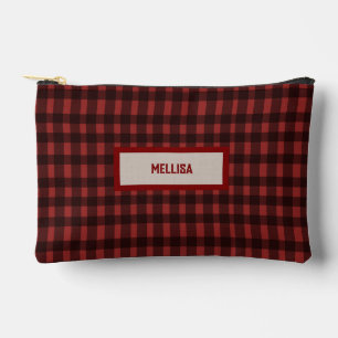Flannel Fling before ring   red plaid bachelorette Accessory Pouch
