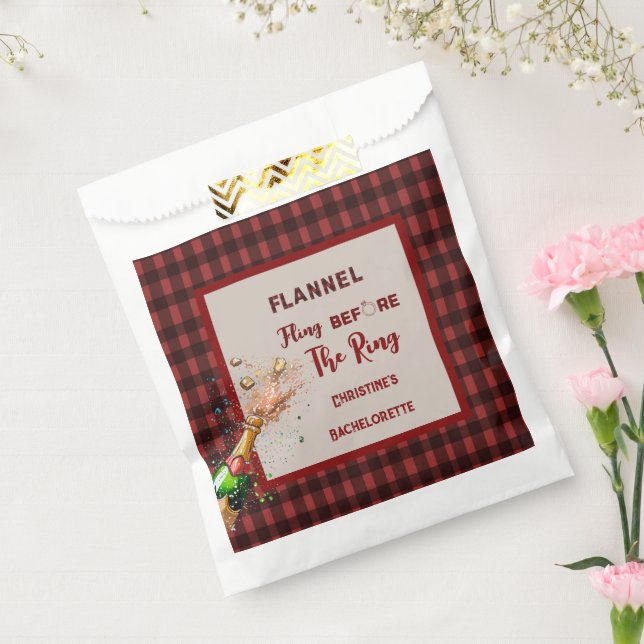 Flannel Fling before ring   red plaid bachelorette Favour Bags (Sealed)