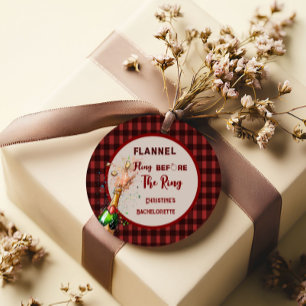 Flannel Fling before ring   red plaid bachelorette Favour Tags
