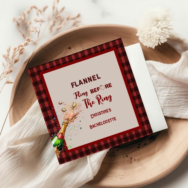Flannel Fling before ring   red plaid bachelorette Napkin (Creator Uploaded)