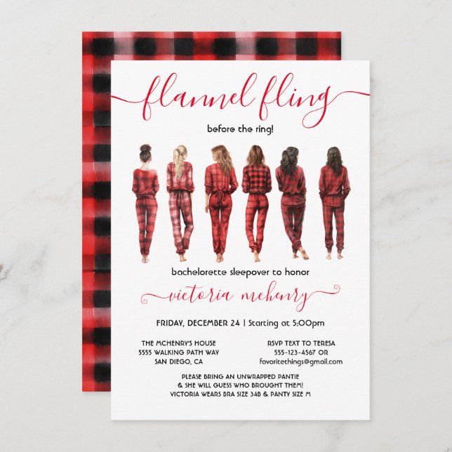 Flannel Fling Before the Ring Bachelorette Party Invitation (Front/Back)