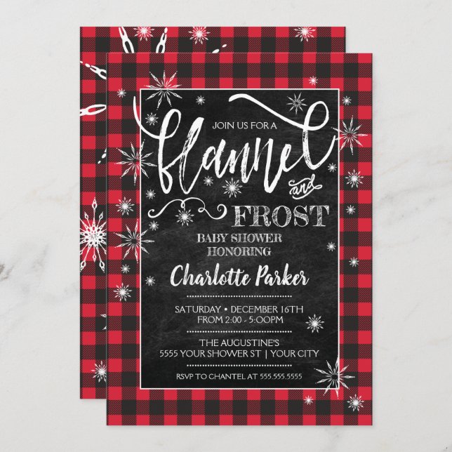 Flannel & Frost Baby Shower Invitation (Front/Back)