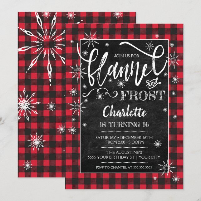 Flannel & Frost Birthday Invitation (Front/Back)