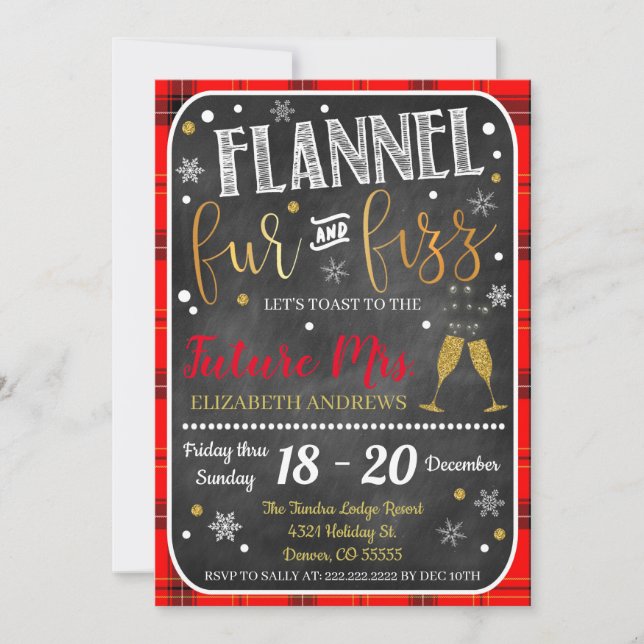 Flannel Fur And Fizz Bachelorette Invitation (Front)
