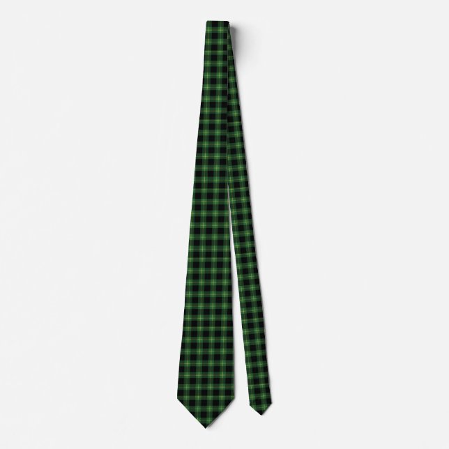 Flannel Green Buffalo Plaid Pattern Fall Autumn Tie (Front)