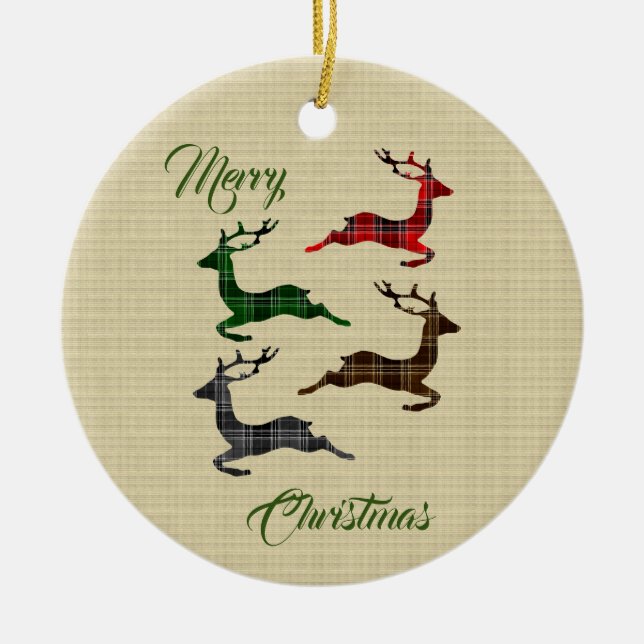flannel/plaid reindeer ornament (Front)