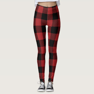Flannel Women's leggings in Red and Black