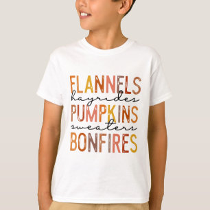Flannels Hayriders Bonfires Pumpkins Leopard Fall T-Shirt