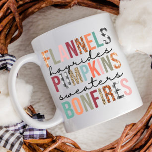 Flannels Hayrides Pumpkins Bonfires Plaid Fun Fal Coffee Mug