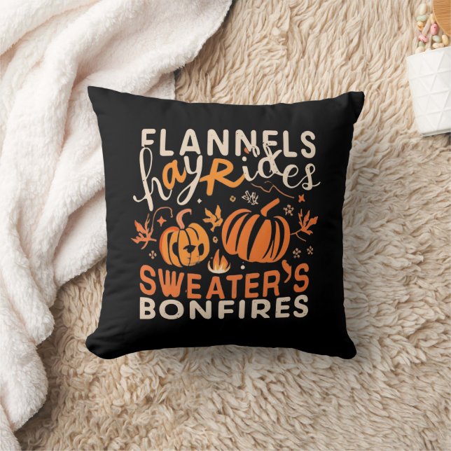 Flannels Hayrides Pumpkins Sweaters Bonfires Cushion (Blanket)