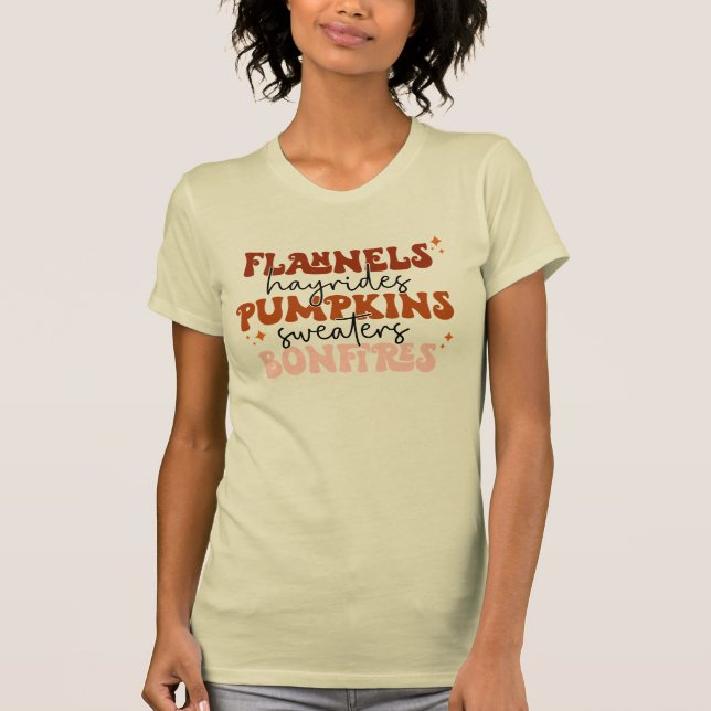 Flannels Hayrides Pumpkins Sweaters Bonfires Fall (Front)