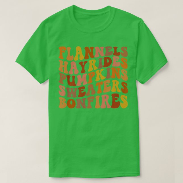Flannels Hayrides Pumpkins Sweaters Bonfires Happy (Design Front)