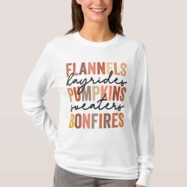Flannels Hayrides Pumpkins Vintage Sweaters Bonfir (Front)