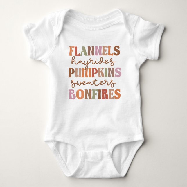 Flannels Pumpkins Bonfires Baby Bodysuit (Front)