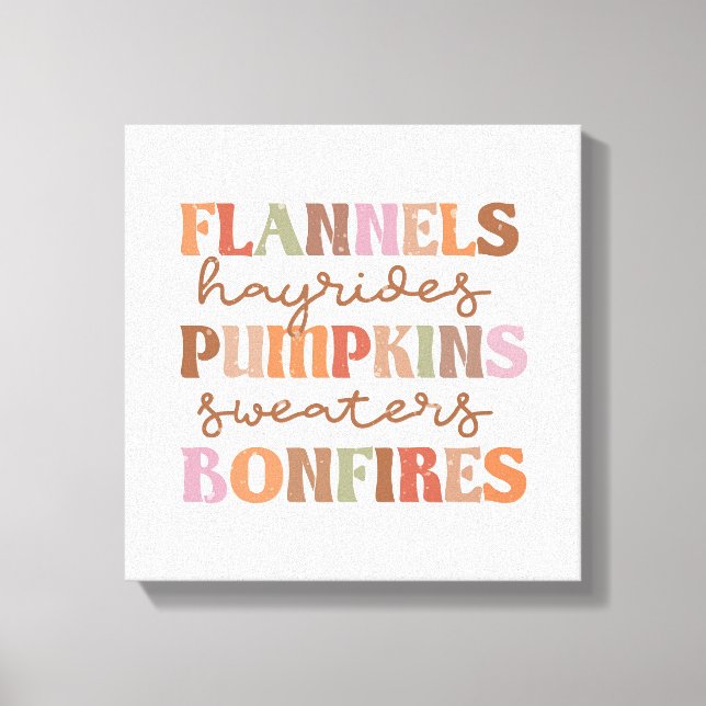 Flannels Pumpkins Bonfires Canvas Print (Front)