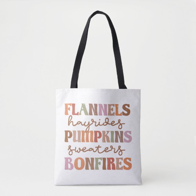 Flannels Pumpkins Bonfires Tote Bag (Front)