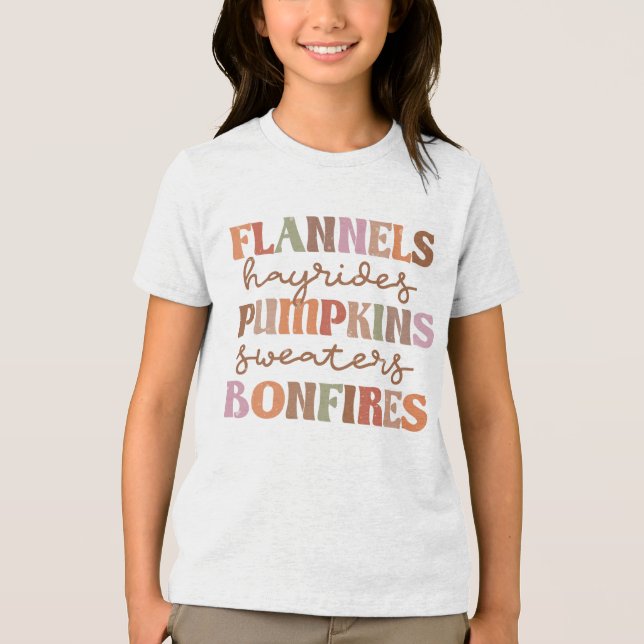 Flannels Pumpkins Bonfires Tri-Blend Shirt (Front)