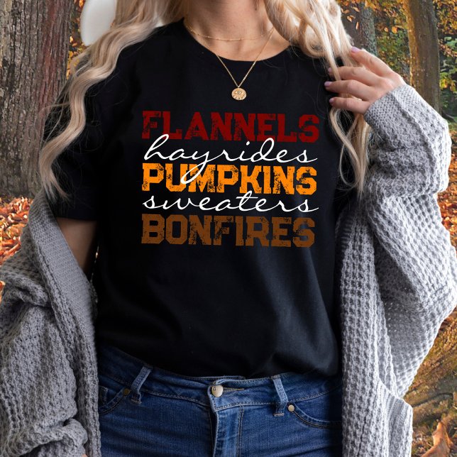 Flannels Pumpkins Hayrides Bonfires Fall T-Shirt (Creator Uploaded)
