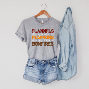 Flannels Pumpkins Hayrides Bonfires Fall T-Shirt
