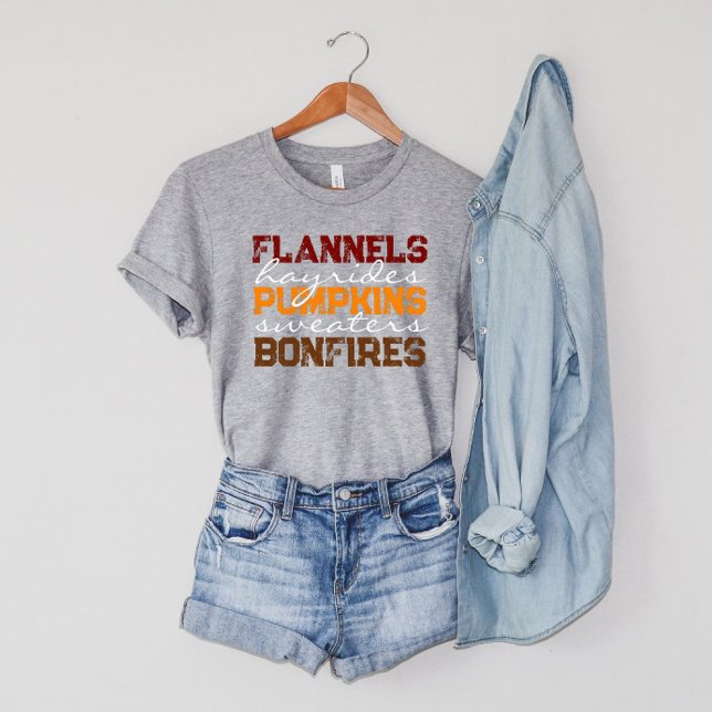 Flannels Pumpkins Hayrides Bonfires Fall T-Shirt (Creator Uploaded)