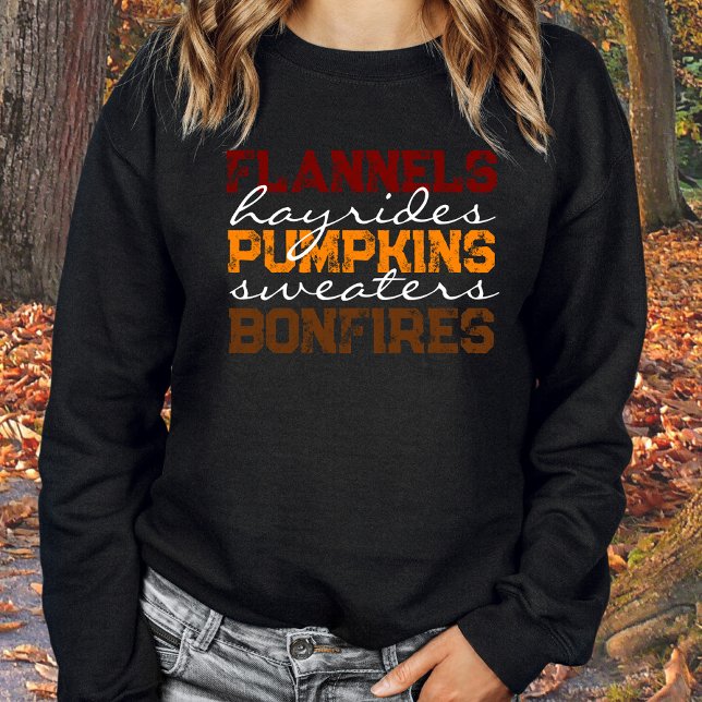 Flannels Pumpkins Hayrides Bonfires Fall T-Shirt Sweatshirt (Creator Uploaded)