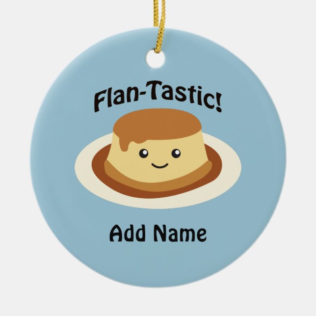Flantastic! Cute flan Ceramic Tree Decoration (Front)