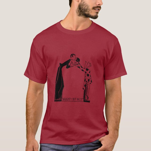 Flapper Art Deco Couple Naughty But Nice  T-Shirt (Front)