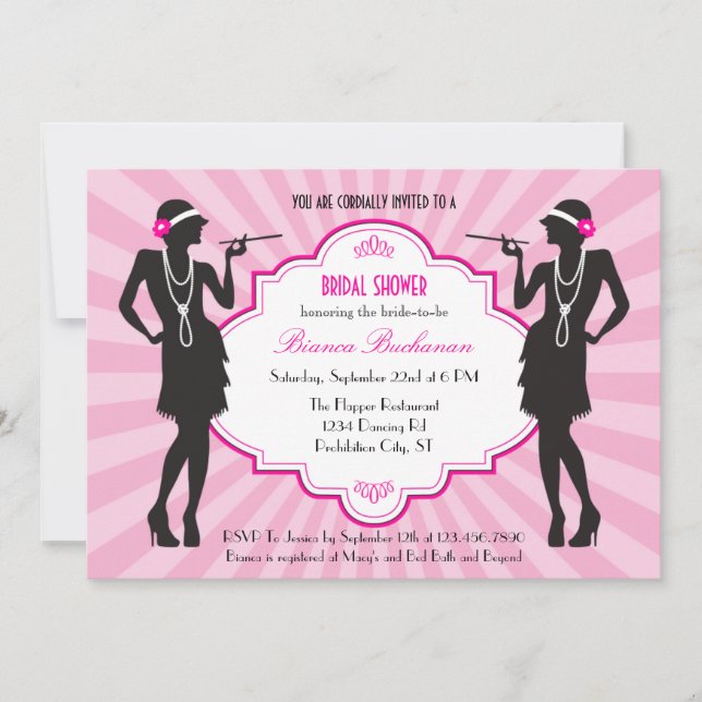Flapper Bridal Shower Invitation (Front)
