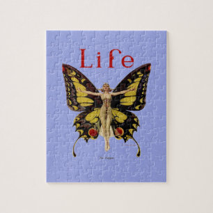 Flapper Butterfly Leyendecker Woman Illustration Jigsaw Puzzle