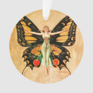 Flapper Butterfly Leyendecker Woman Illustration Ornament
