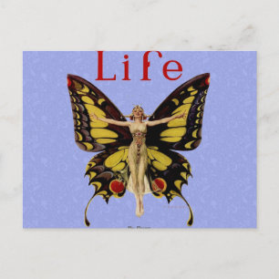 Flapper Butterfly Leyendecker Woman Illustration Postcard