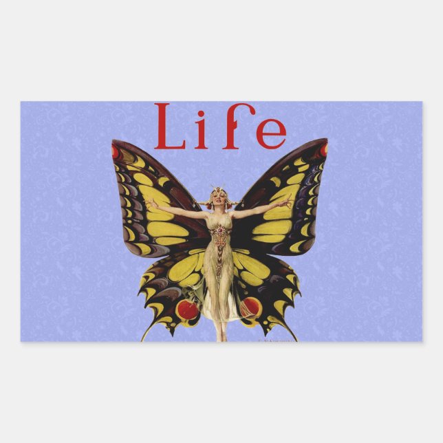 Flapper Butterfly Leyendecker Woman Illustration Rectangular Sticker (Front)
