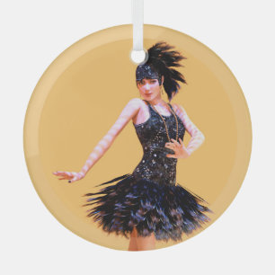 Flapper Dancing Vintage Glass Tree Decoration