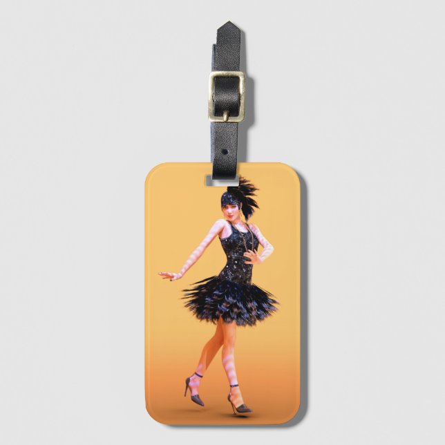 Flapper Dancing Vintage Luggage Tag (Front Vertical)