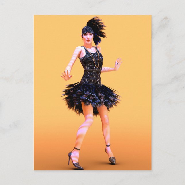 Flapper Dancing Vintage Postcard (Front)